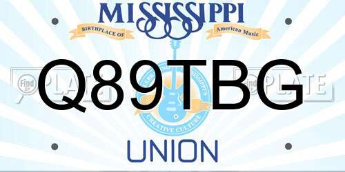 Q89TBG Mississippi License Plate