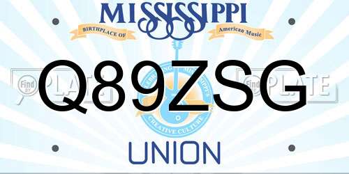 Q89ZSG Mississippi License Plate