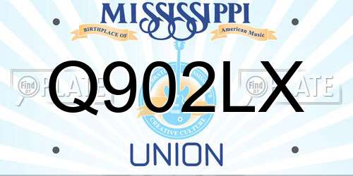 Q902LX Mississippi License Plate