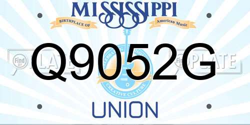 Q9052G Mississippi License Plate