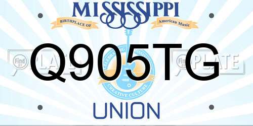Q905TG Mississippi License Plate