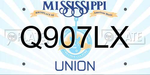 Q907LX Mississippi License Plate