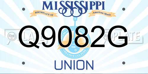 Q9082G Mississippi License Plate