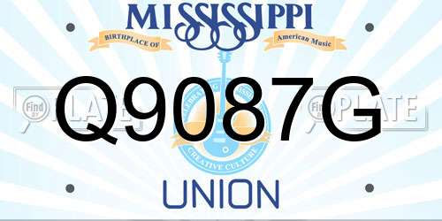 Q9087G Mississippi License Plate
