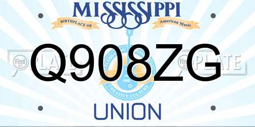 Q908ZG Mississippi License Plate