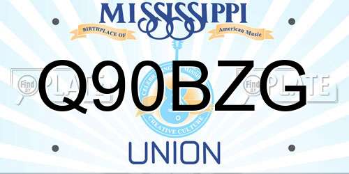 Q90BZG Mississippi License Plate