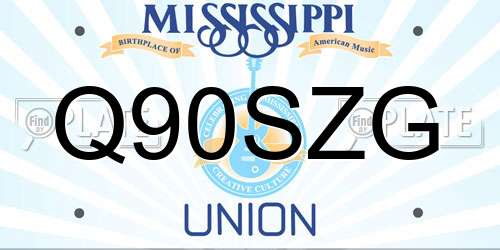 Q90SZG Mississippi License Plate