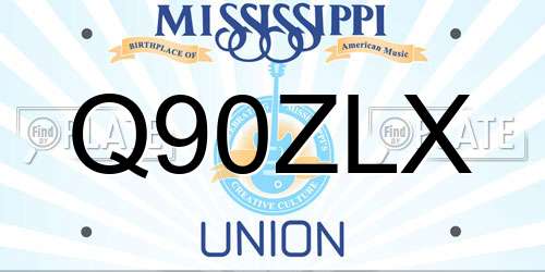 Q90ZLX Mississippi License Plate
