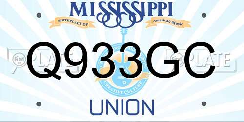 Q933GC Mississippi License Plate