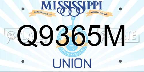 Q9365M Mississippi License Plate