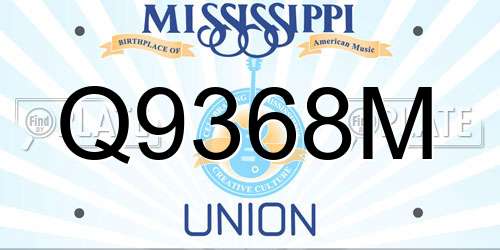 Q9368M Mississippi License Plate