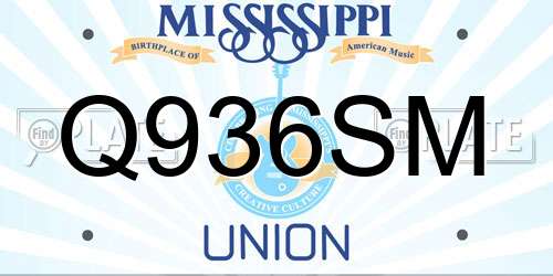 Q936SM Mississippi License Plate