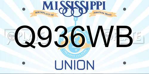 Q936WB Mississippi License Plate