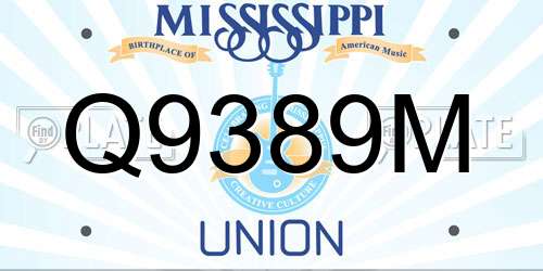 Q9389M Mississippi License Plate