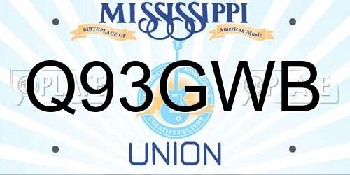 Q93GWB Mississippi License Plate