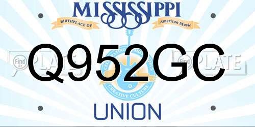 Q952GC Mississippi License Plate