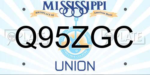 Q95ZGC Mississippi License Plate