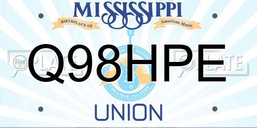 Q98HPE Mississippi License Plate