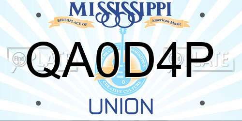 QA0D4P Mississippi License Plate