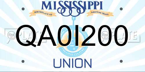 QA0I200 Mississippi License Plate