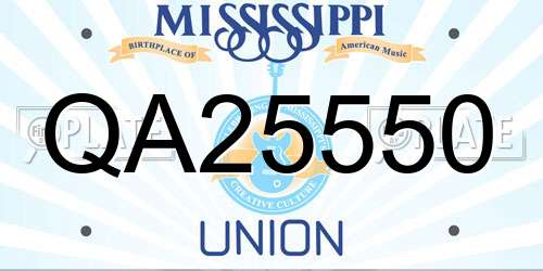QA25550 Mississippi License Plate