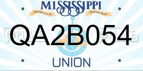 QA2B054 Mississippi License Plate
