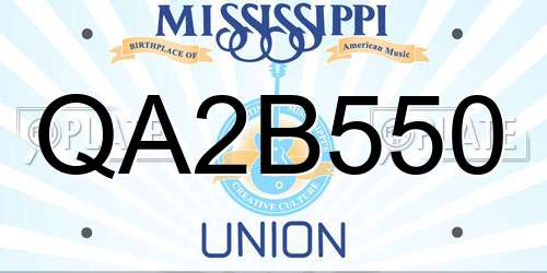 QA2B550 Mississippi License Plate