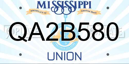 QA2B580 Mississippi License Plate