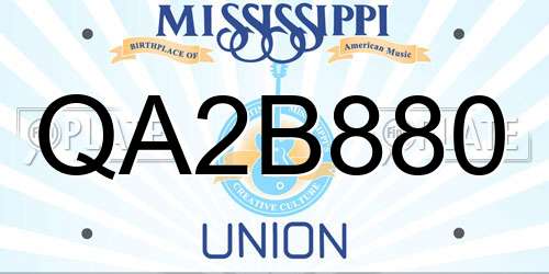 QA2B880 Mississippi License Plate