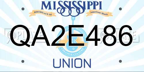 QA2E486 Mississippi License Plate