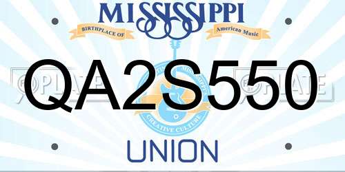 QA2S550 Mississippi License Plate