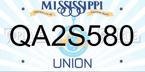 QA2S580 Mississippi License Plate