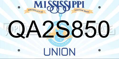 QA2S850 Mississippi License Plate