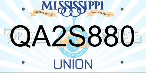 QA2S880 Mississippi License Plate