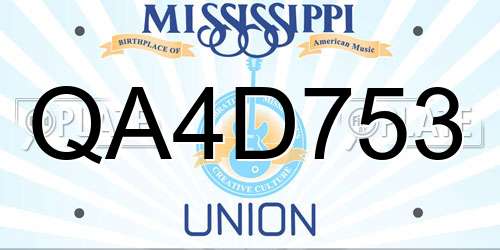 QA4D753 Mississippi License Plate