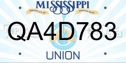 QA4D783 Mississippi License Plate