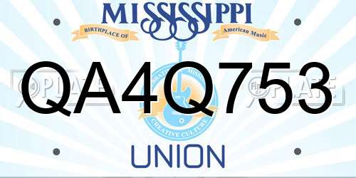 QA4Q753 Mississippi License Plate