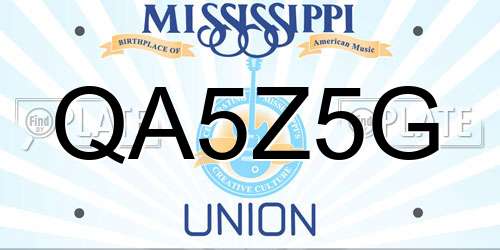 QA5Z5G Mississippi License Plate