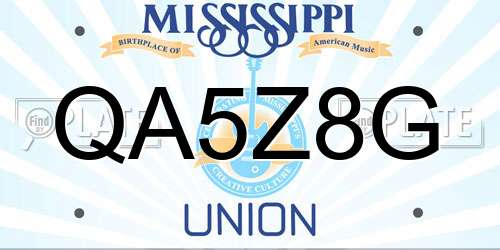 QA5Z8G Mississippi License Plate