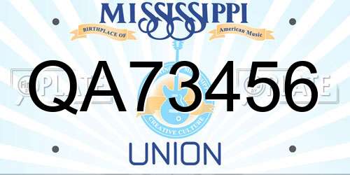 QA73456 Mississippi License Plate