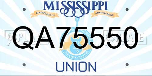 QA75550 Mississippi License Plate