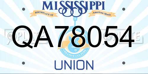 QA78054 Mississippi License Plate