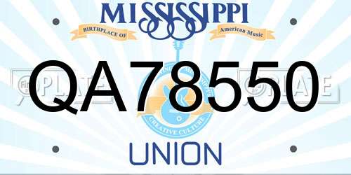 QA78550 Mississippi License Plate