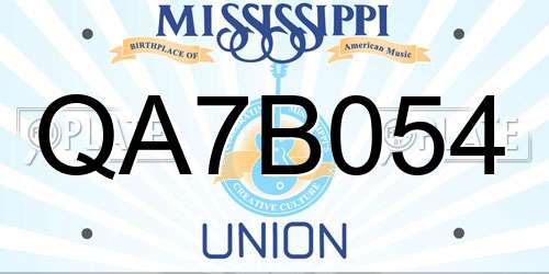 QA7B054 Mississippi License Plate