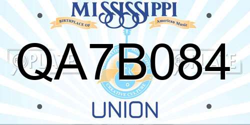 QA7B084 Mississippi License Plate