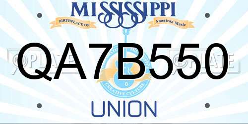 QA7B550 Mississippi License Plate