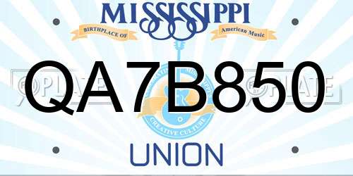 QA7B850 Mississippi License Plate