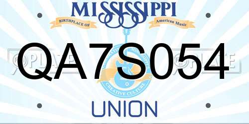 QA7S054 Mississippi License Plate