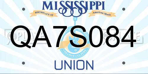 QA7S084 Mississippi License Plate