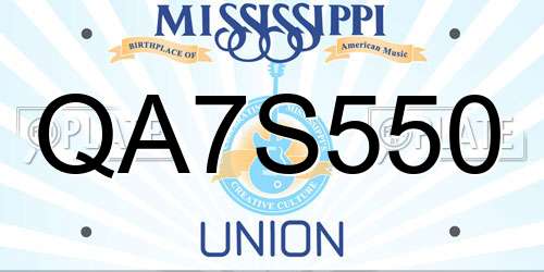 QA7S550 Mississippi License Plate